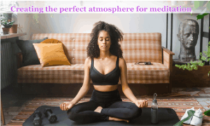 a women meditating in her living room