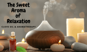 The scent of cleaning with Aromatherapy 16 a diffuser with clove oil and a candle for relaxation