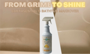 battle against the grease guzzler stove 10 A bathtub before and after washing with EarthSential All Purpose Cleaner